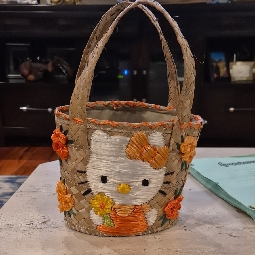 Woven Basket with Cute Character Design